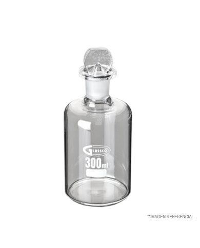 Frasco DBO según Winkler. 250 - 300 ml con volumen exacto y tapón de vidrio