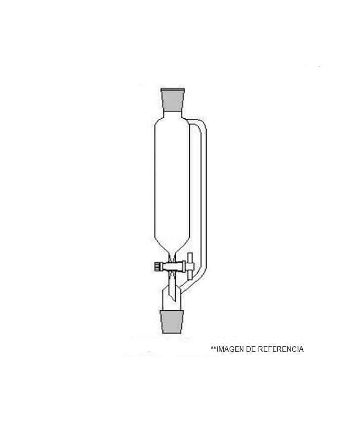 Embudo de adicion con tubo de compensacion 100 ml. NS 24/40. llave de PTFE