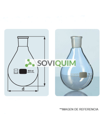 Matraz balon p/rotavapor 500 ml. esmerilado c—nico NS 29/32