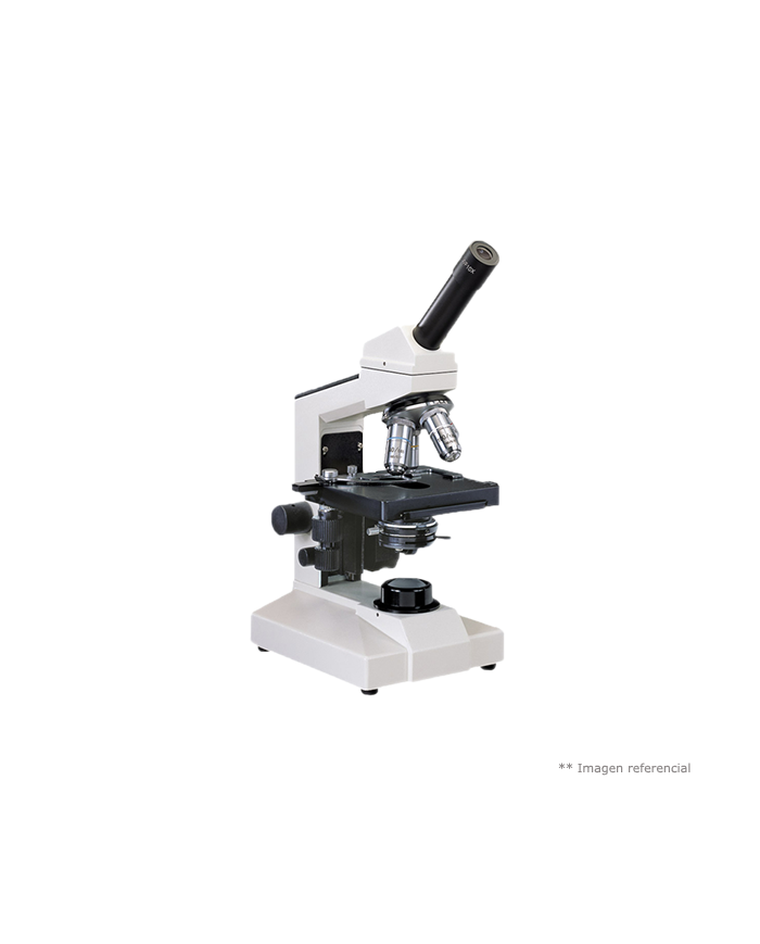 Microscopio Biológico, Monocular, Ocular 10X/18 -  Objetivos 4X  - 10X  - 40X Y 100X, Platina Con Pinzas, Ajustes Macro Y Micrométricos, Condensador Con Diafragma Giratorio. 20W Led