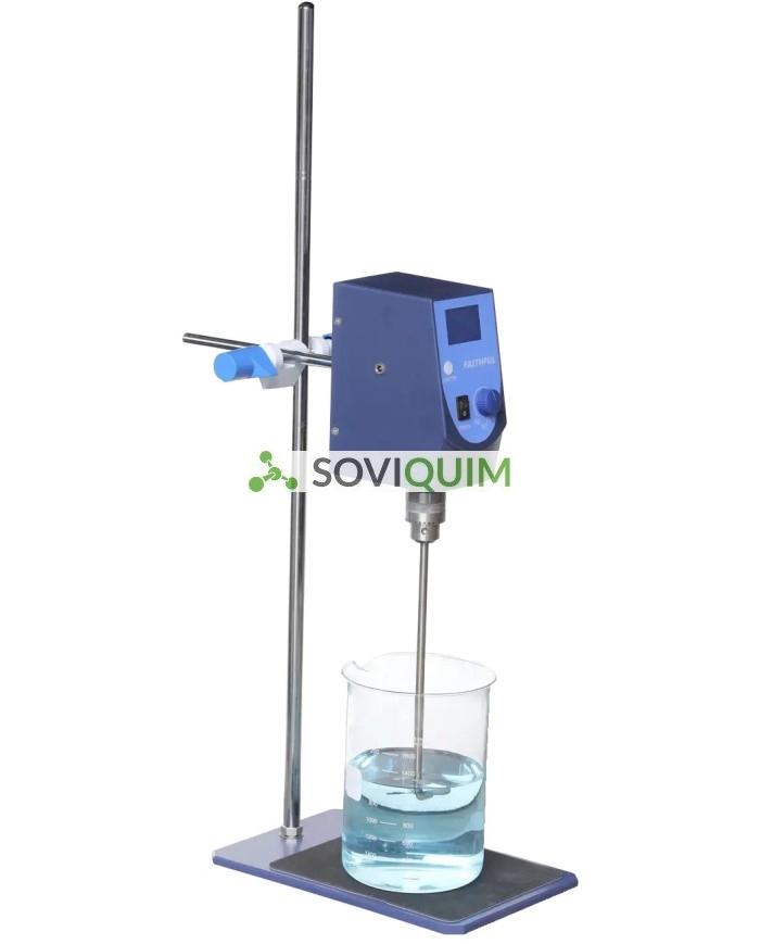 AGITADOR MECÁNICO control digital,  20 Lts, 100-2500rpm. Timer. Con soporte, hasta 10.000 Mpas, 60 Watts