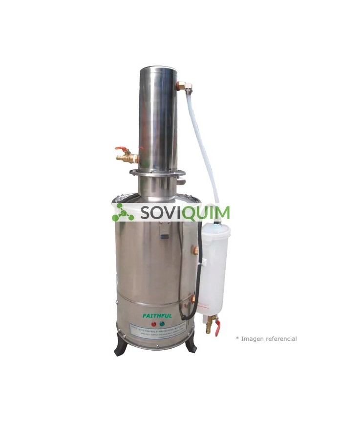 Destilador de Agua Autocontrolado de Acero Inoxidable, máx. 5 Lts/h, 220 V, 4,5 Kw
