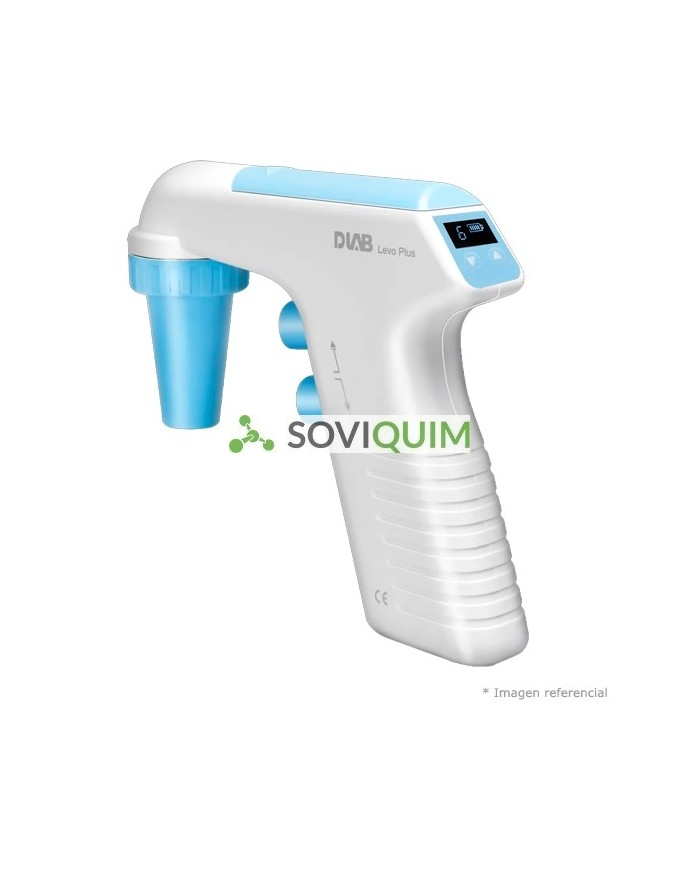 Auxiliar de micropipeteado Levo Plus, 0.1 - 100 ml, con pantalla LCD . Incluye base, cargador.