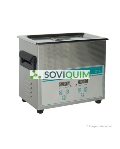 Baño ultrasonido 6,5 lt calefaccionado digital.Tamb-80°C. Med Int.300x150x150.Timer.Frecuencia 40khz. Pot 200W