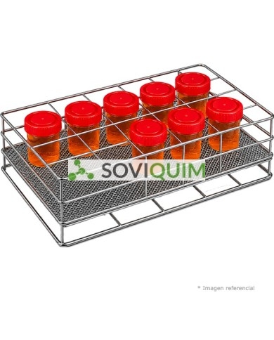 Gradillas de acero inoxidable, para frascos de orina 24 posiciones (4x6) 335x228x45mm-(M2697B)