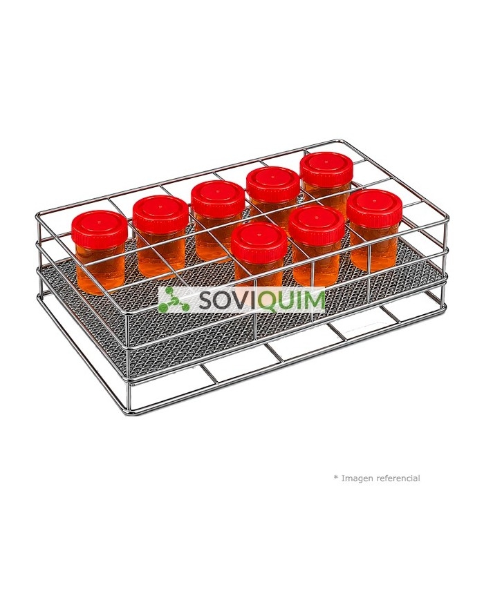 Gradillas de acero inoxidable, para frascos de orina 24 posiciones (4x6) 335x228x45mm-(M2697B)