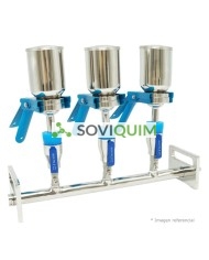 Manifold Ac.Inox.316L completo, 3 posiciones, con acople tapon de Goma, con valvula de control y accesorios listo para uso